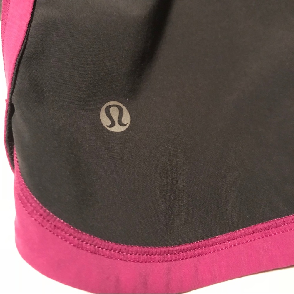 Lulu Lemon running short size 6 gray and pink